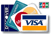 AmEx, Discover, JCB, MasterCard, and Visa are acceptable forms of payment